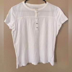 White athletic material Tshirt button down